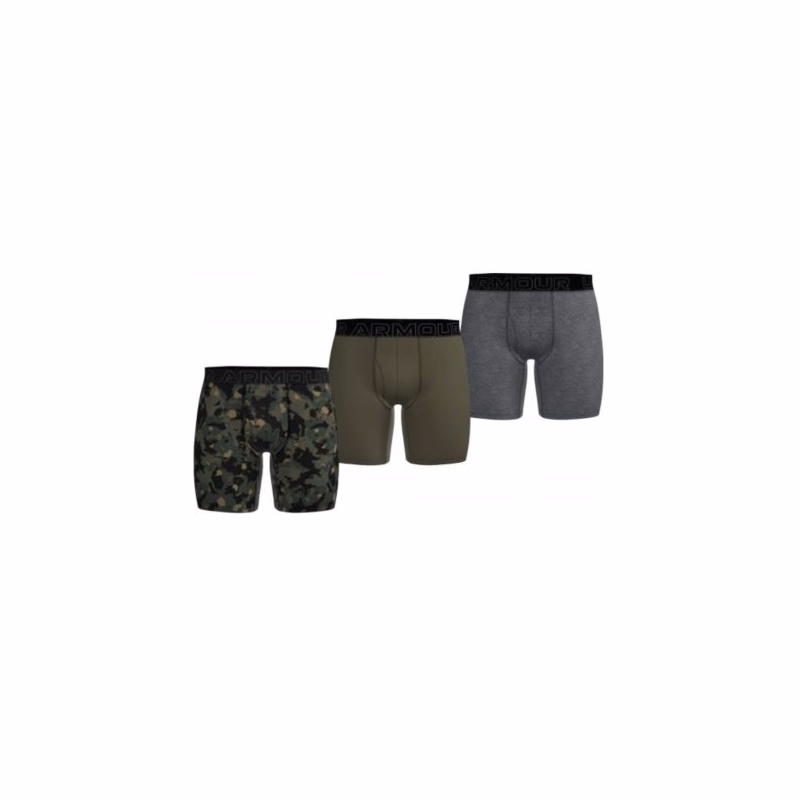 Pánske boxerky UNDER ARMOUR 3 PACK-Perf Tech Nov 6 inch-MARINE OD GREEN