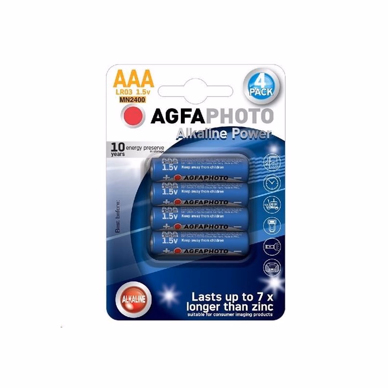 AgfaPhoto Power alkalická batéria LR03/AAA, blister 4ks