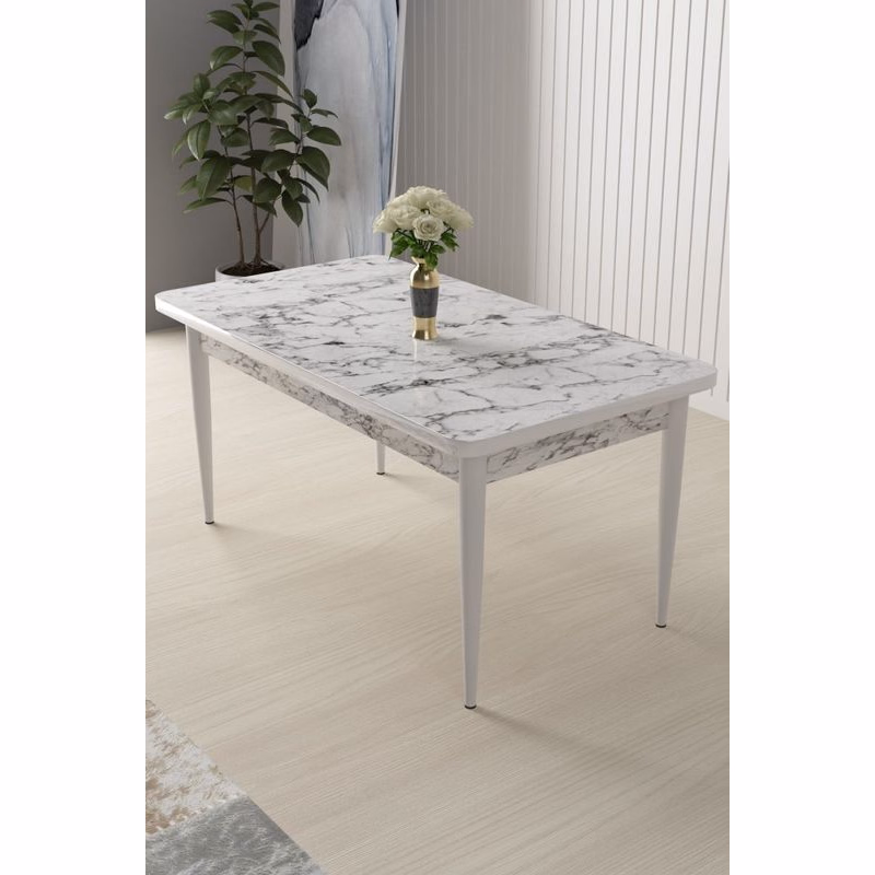 Jedálenský stôl Nil - White Marble, White