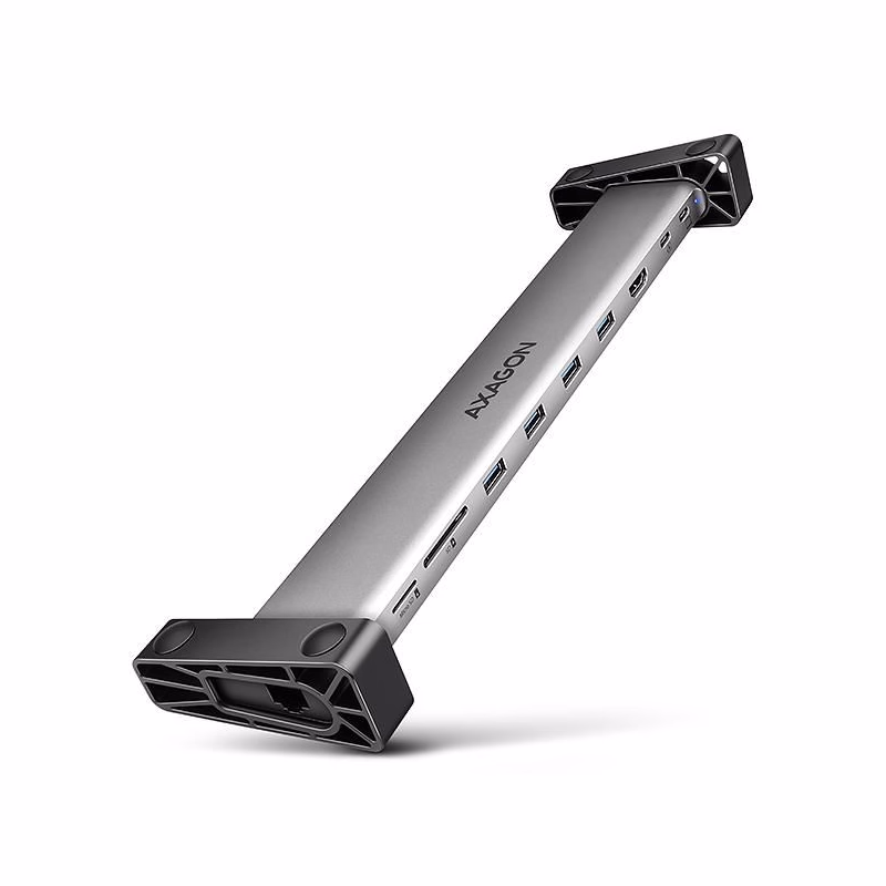 AXAGON HMC-10HLS, USB 5Gbps húb, 4x USB-A, HDMI 4k/60Hz, RJ-45 GLAN, SD/mSD, PD 100W, kábel USB-C 25cm