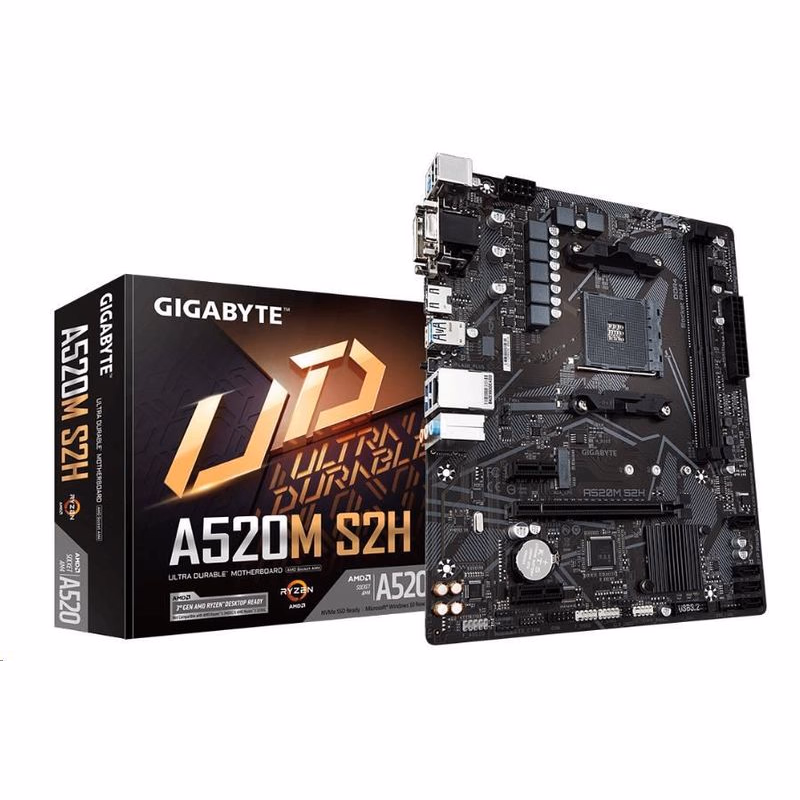 GIGABYTE MB Sc AM4 A520 S2H, AMD A520, 2xDDR4, 1xHDMI, 1xDVI, 1xVGA, mATX