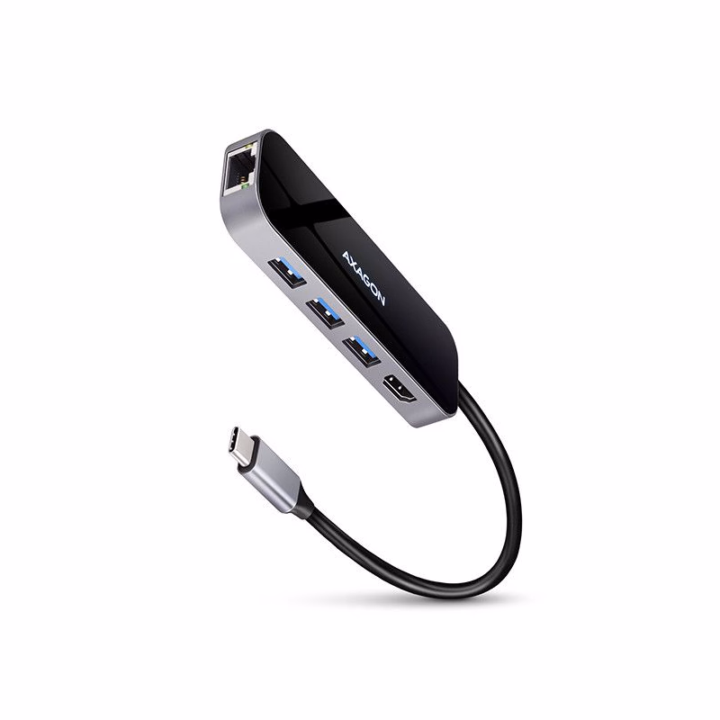 AXAGON HMC-6GL, USB 3.2 Gen 1 húb, porty 3x USB-A, HDMI, RJ-45 GLAN, PD 60W, kábel USB-C 20cm