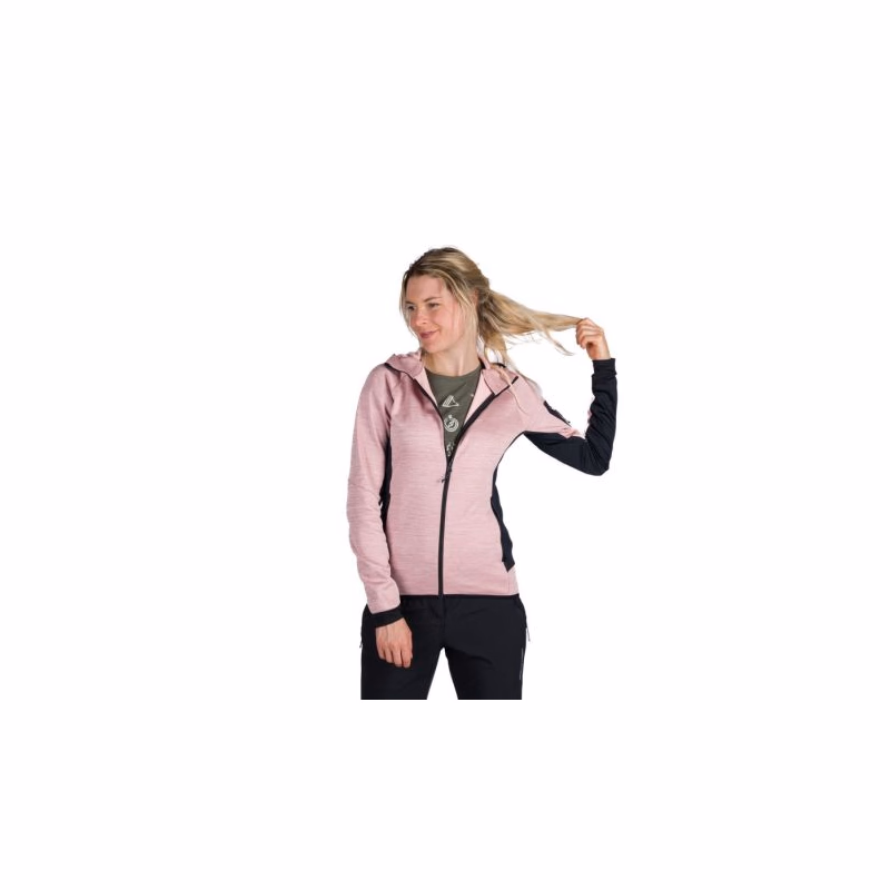 Dámska turistická mikina so zipsom NORTHFINDER COLEEN-521roseblack