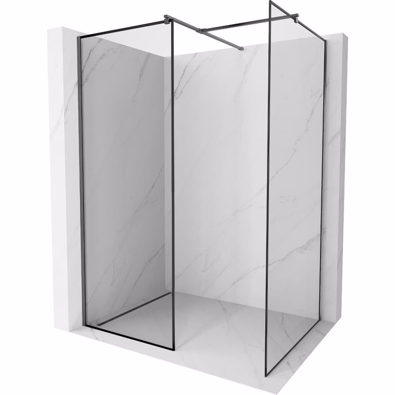 MEXEN/S - Kioto Sprchová zástena WALK-IN 110 x 110, čierny vzor, grafit kartáčovaná 800-110-202-66-70-110