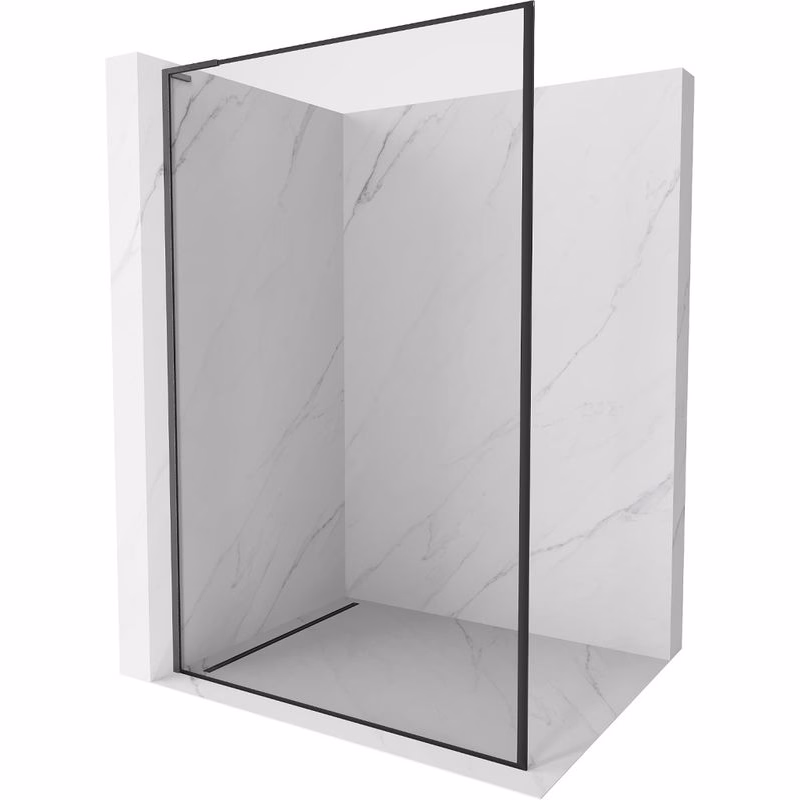 MEXEN/S - Kioto L Sprchová zástena WALK-IN 100 x 200, čierny vzor, grafit kartáčovaná 800-100-103-66-70