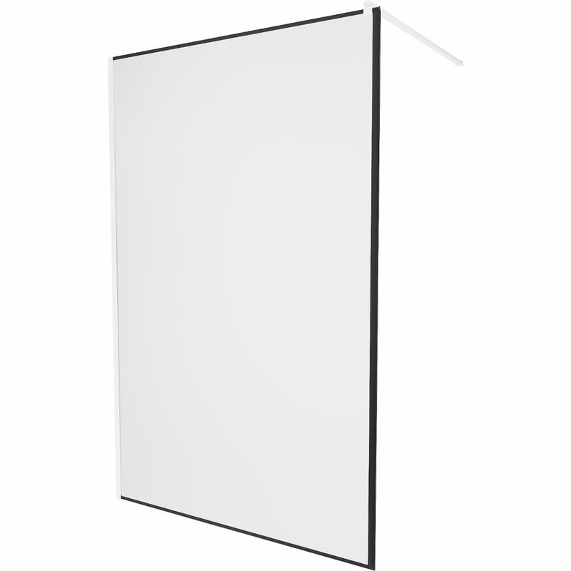 MEXEN/S - KIOTO Sprchová zástena WALK-IN 90 x 200, transparent/čierny vzor 8 mm, biela 800-090-101-20-70