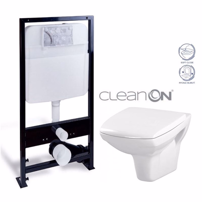 PRIM predstenový inštalačný systém bez tlačidla + WC CERSANIT CLEANON CARINA + SEDADLO PRIM_20/0026 X CA2