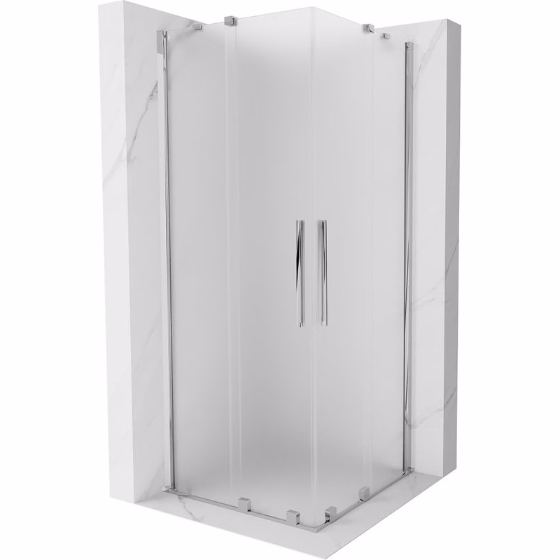 MEXEN/S - Velar Duo sprchovací kút, posuvné dvere 100 x 100, dekor, chróm 871-100-100-32-01