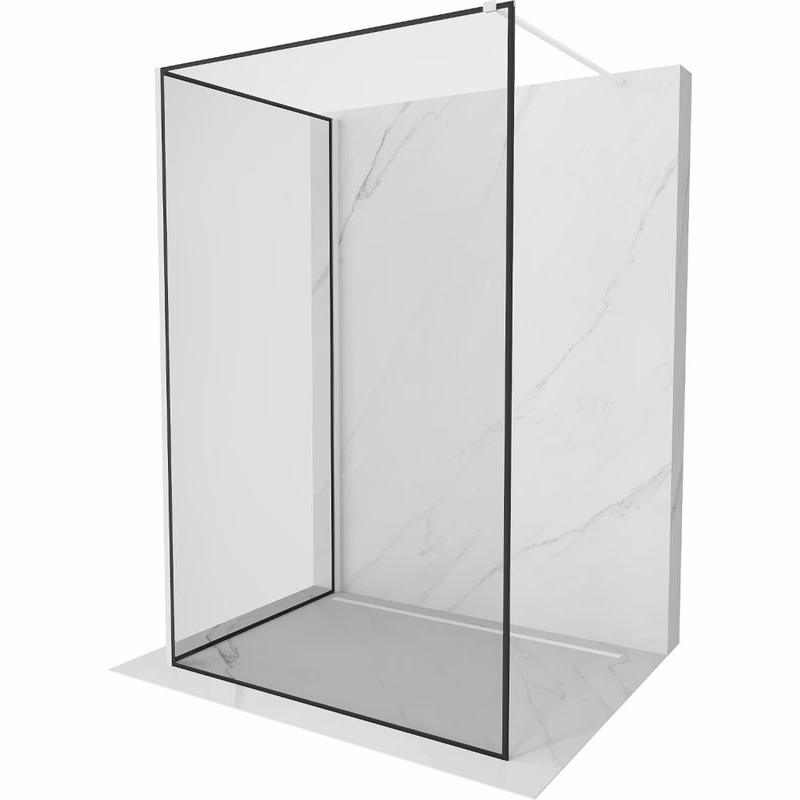 MEXEN/S - Kioto Sprchová zástena WALK-IN 90 x 90, čierny vzor, biela 800-090-212-20-70-090