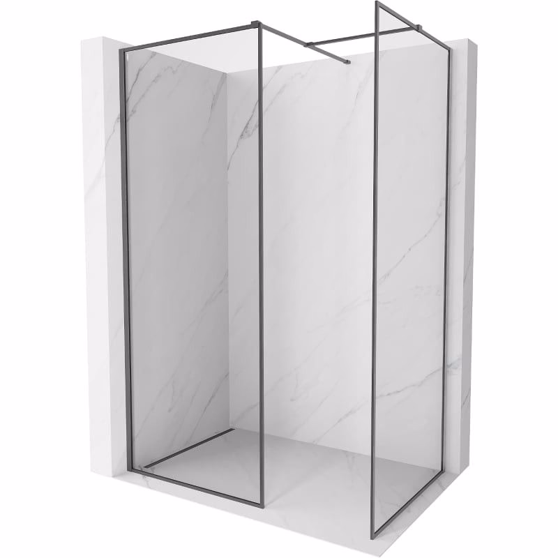 MEXEN/S - Kyoto-F Sprchová zástena WALK-IN s rámom 90 x 80, transparent 8 mm, grafit kartáčovaná 800-090-202-04-66-080