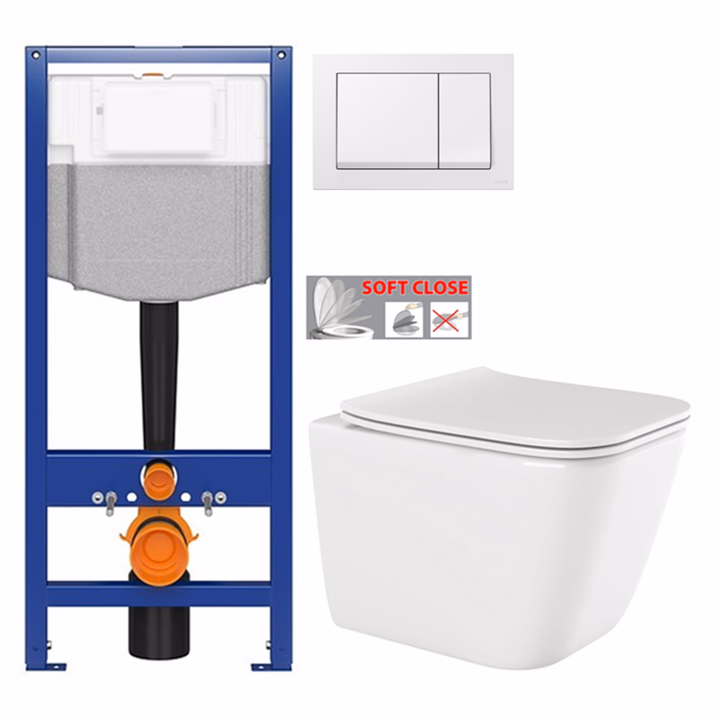 CERSANIT predstenový inštalačný systém s bielym tlačidlom K97-516 + WC INVENA PAROS  + SEDADLO K97-526 516 RO1