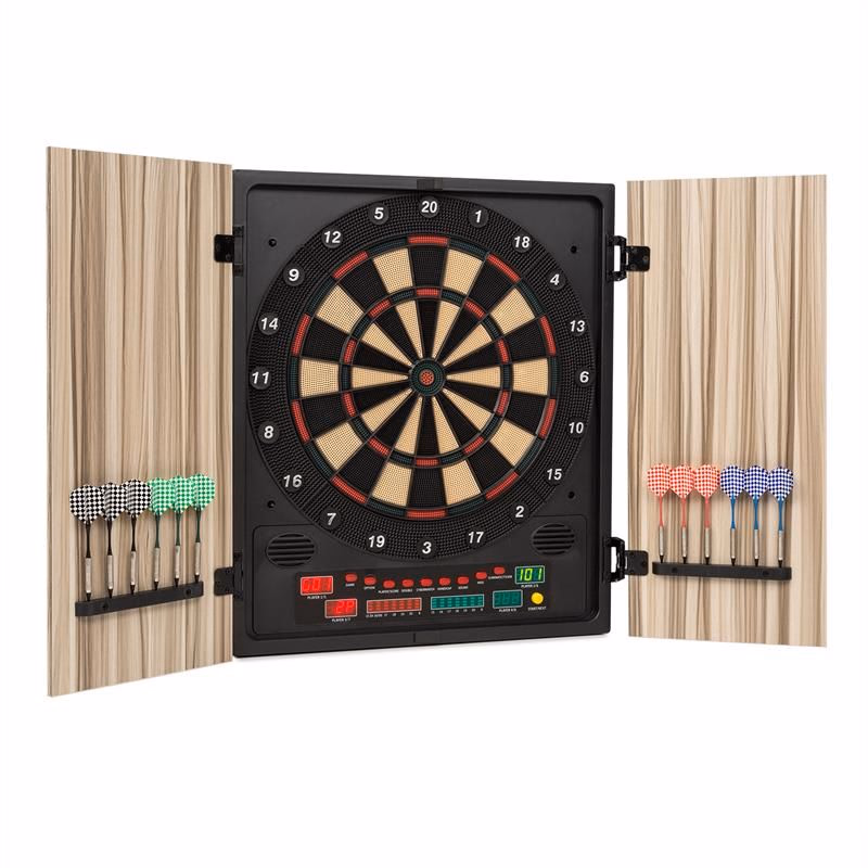 KLARFIT Dartmaster 180, béžový, terč na šípky, automat na šípky, mäkký hrot, dvierka