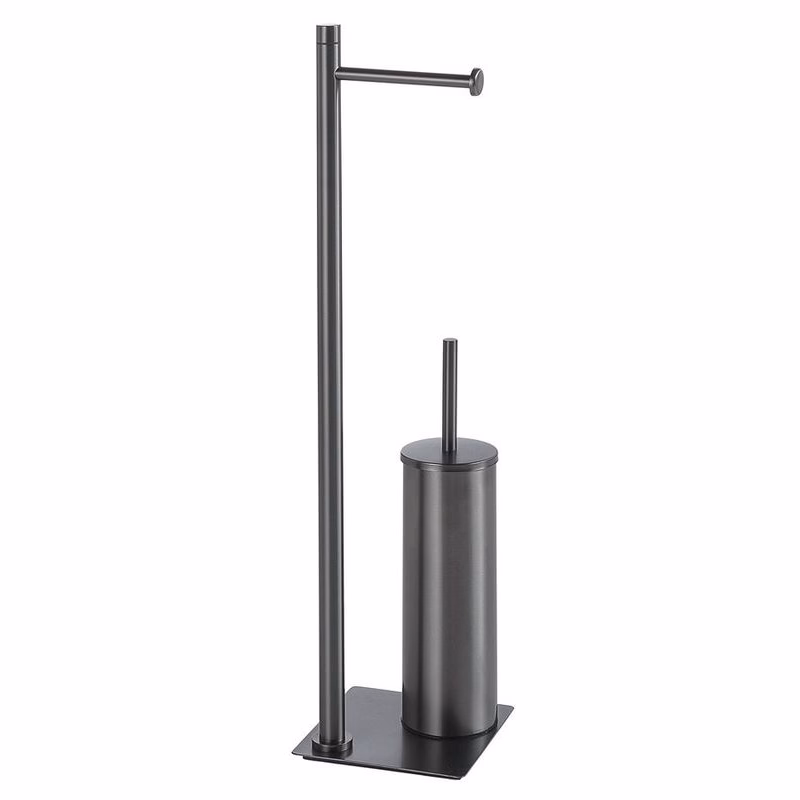 Gedy - TRILLY Stojan s držiakom na toaletný papier a WC kefou, hranatý, gun metal TR3281