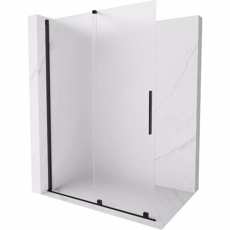 MEXEN/S - Velar Sprchová zástena posuvná Walk-in 140 x 200, dekor 8 mm, čierna 871-140-000-33-70