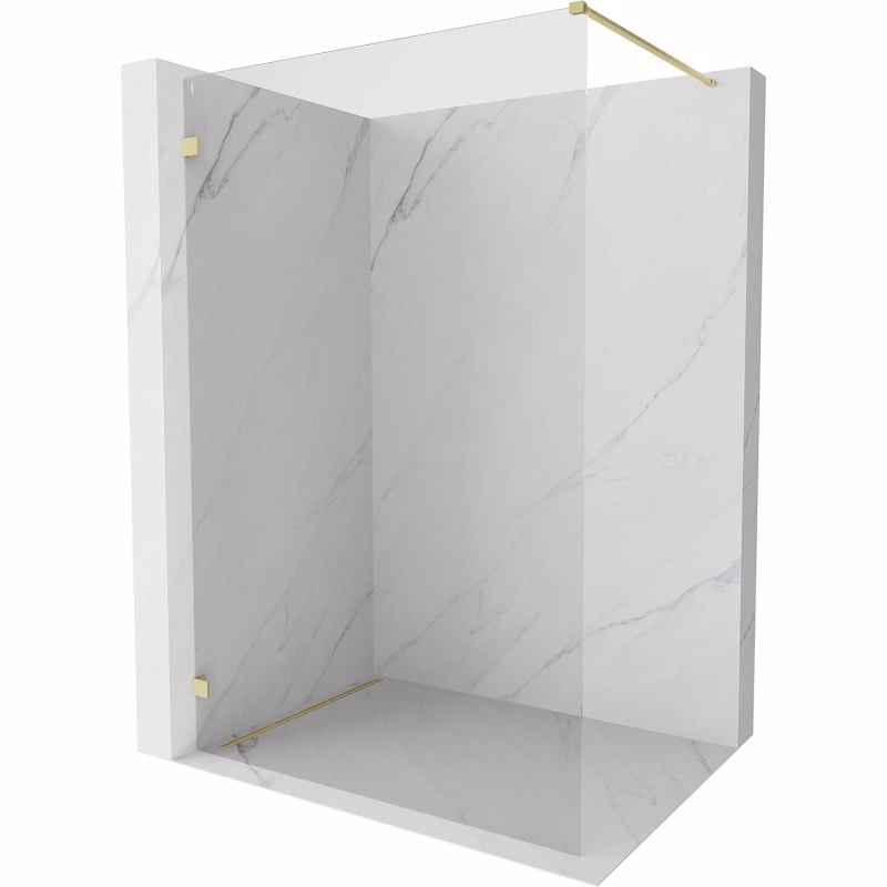 MEXEN/S - Lunar Sprchová zástena WALK-IN ľavá 100 x 200, transparent 8 mm, zlato kefovaná 830-100-000-55-00-L