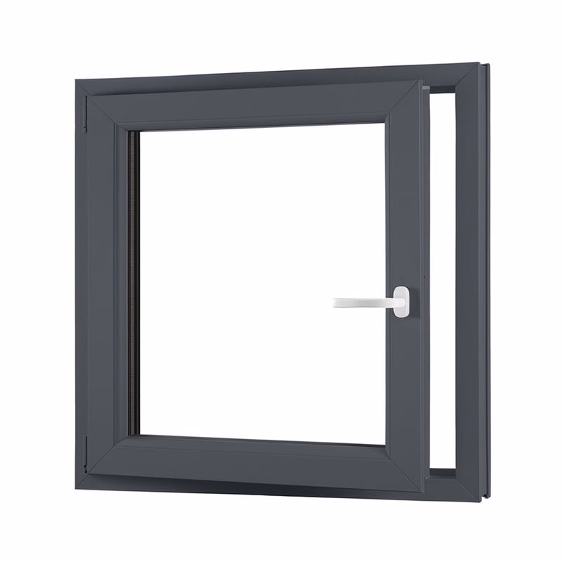 Jednokrídlové plastové okno pivničné 900x900 mm, antracit / biele, dvojsklo, ľavé, OLIMPIA 60 AD