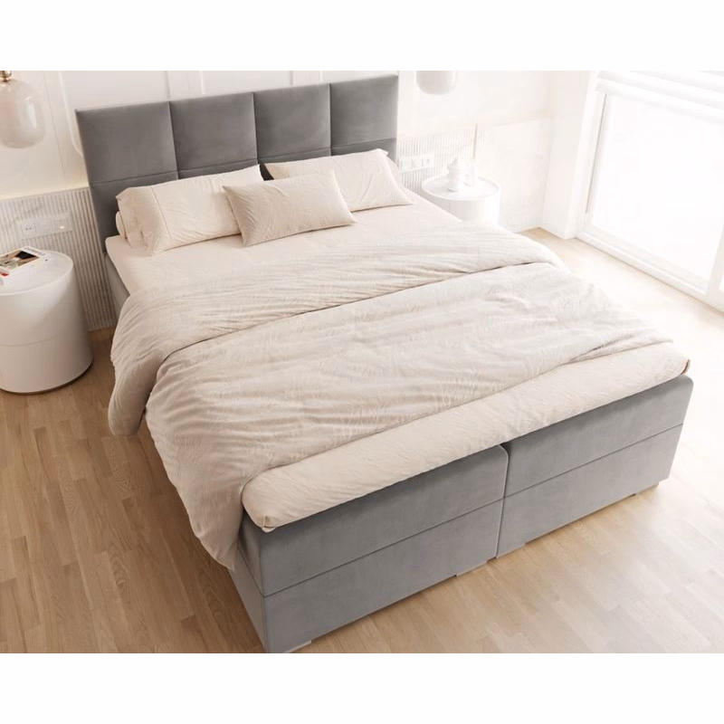 FDM Manželská posteľ PORTLAND Boxspring | sivá 180 x 200 cm
