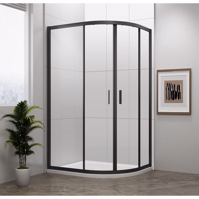 POLYSAN - EASY BLACK štvrťkruhová sprchová zástena 1200x900, L/R, číre sklo EL2715B