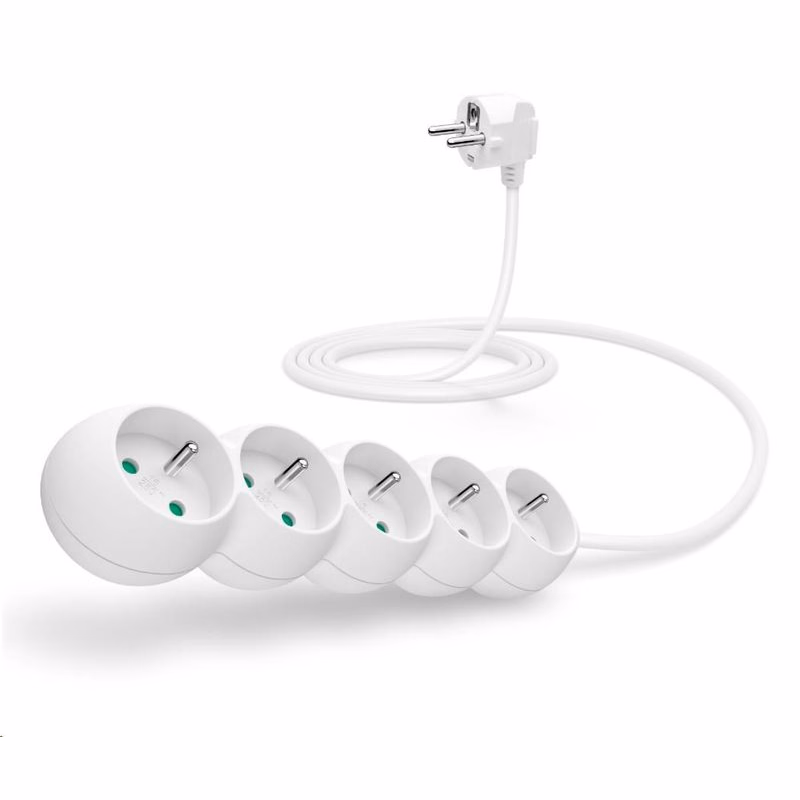 CONNECT IT predlžovací kábel 230V, 5 zásuviek, 2 m, bez vypínača (biely)