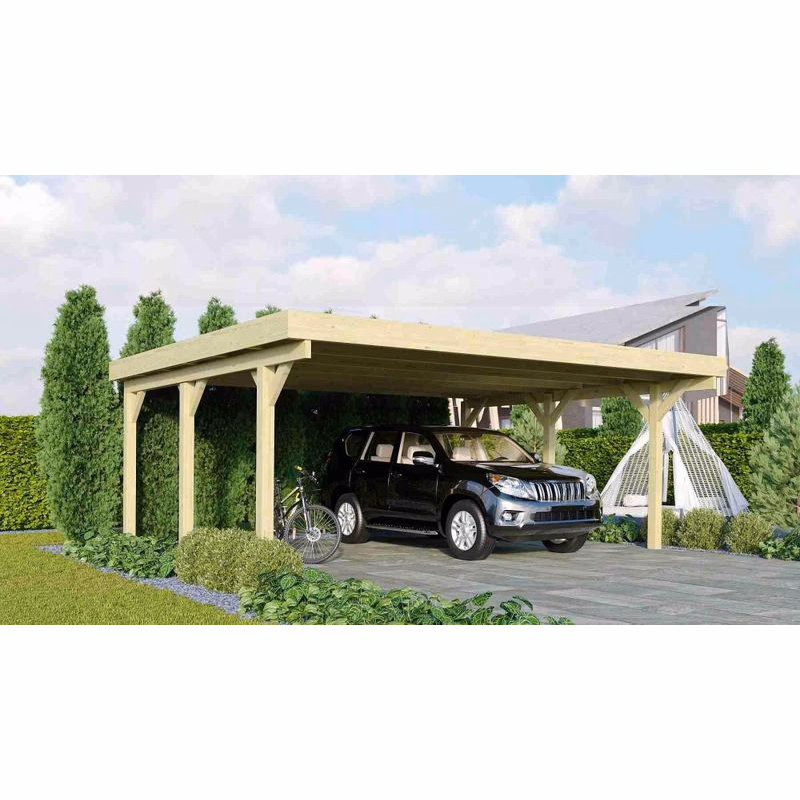 Drevený prístrešok / carport CLASSIC 1A s plechmi Lanitplast