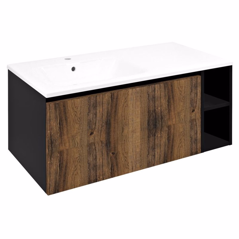 SAPHO - LOREA skrinka 100x46x51,5cm (80+20cm), ľavá, dub collingwood/čierna matná LE080-1935-L-03
