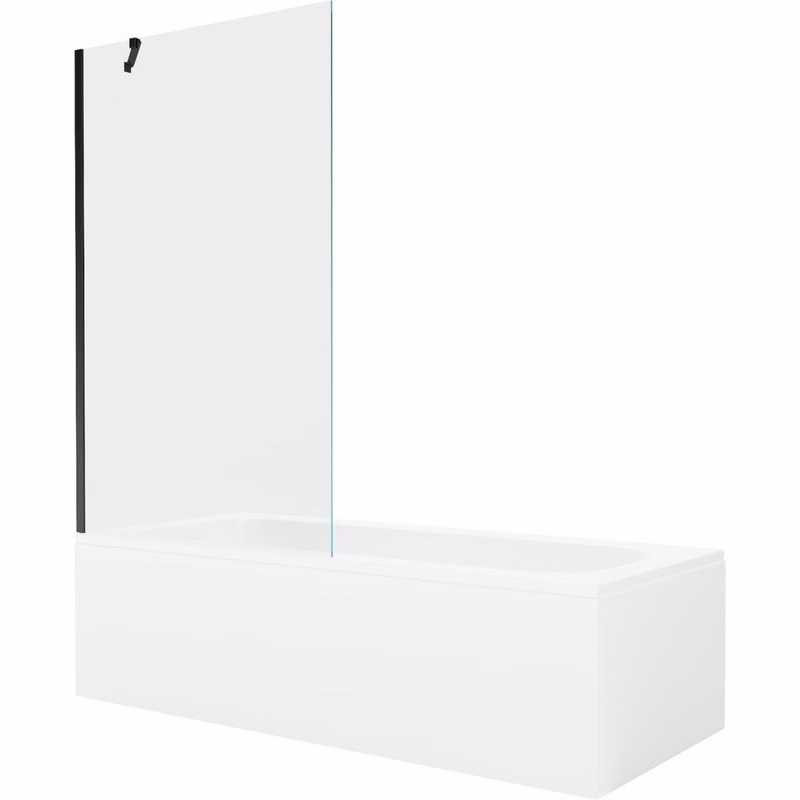MEXEN/S - Vega obdĺžniková vaňa 170 x 70 cm s panelom + vaňová zástena 100, transparent, čierna 550117070X9510000070