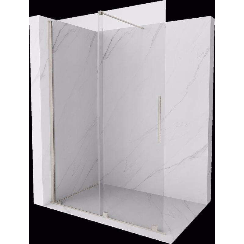 MEXEN/S - Velar Sprchová zástena posuvná Walk-in 130 x 200, transparent 8 mm, nikel kartáčovaný 871-130-000-03-97