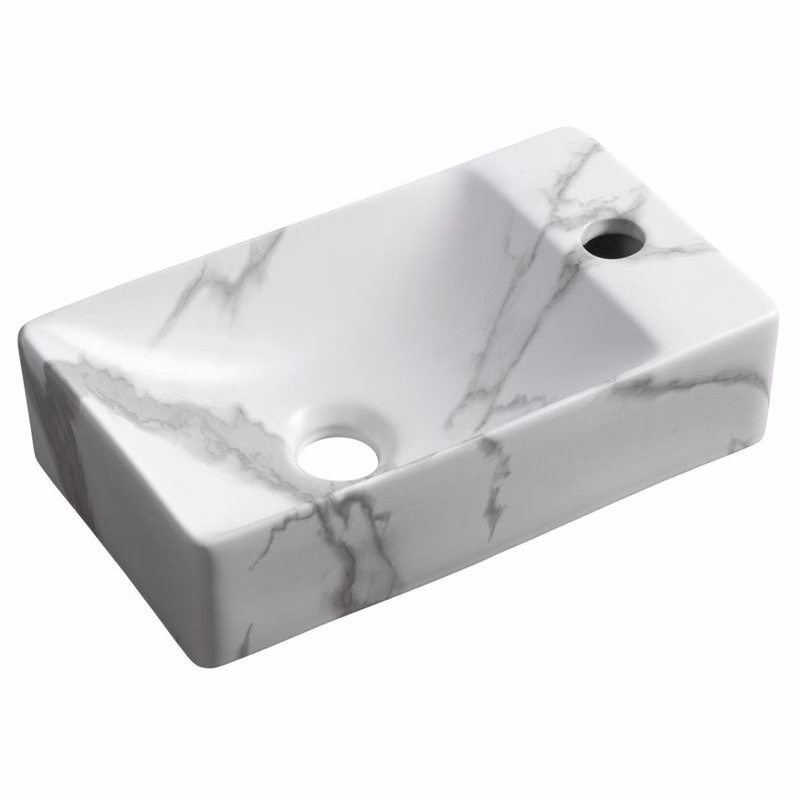 SAPHO - MARGITHA keramické umývadlo 38x22cm, otvor pro batériu vpravo, carrara MGT38217