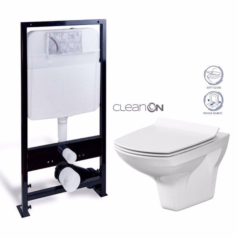 PRIM predstenový inštalačný systém bez tlačidla + WC CERSANIT CLEANON CARINA + SEDADLO PRIM_20/0026 X CA3