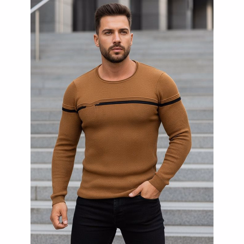 Pánsky sveter vo farbe camel WX1625