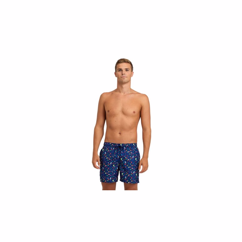 Pánske plavky ARENA MENS BEACH BOXER ALLOVER-750-navy multi