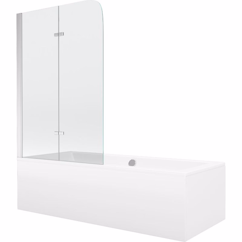 MEXEN/S - Cube obdĺžniková vaňa 170 x 80 cm s panelom + vaňová zástena 100, transparent, chróm 550517080X9010020100