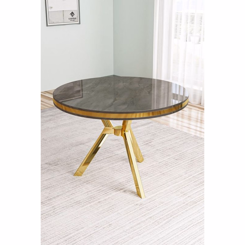 Jedálenský stôl Mos - Anthracite, Gold
