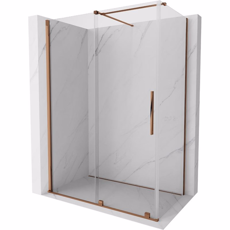 MEXEN/S - Velár sprchovací kút 150 x 75, transparent, ružové zlato 871-150-075-01-60