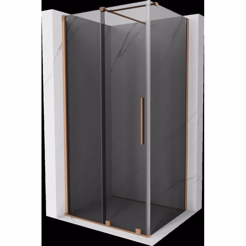 MEXEN/S - Velár sprchovací kút, posuvné dvere 130 x 85, grafit, meď kartáčovaná 871-130-085-41-65