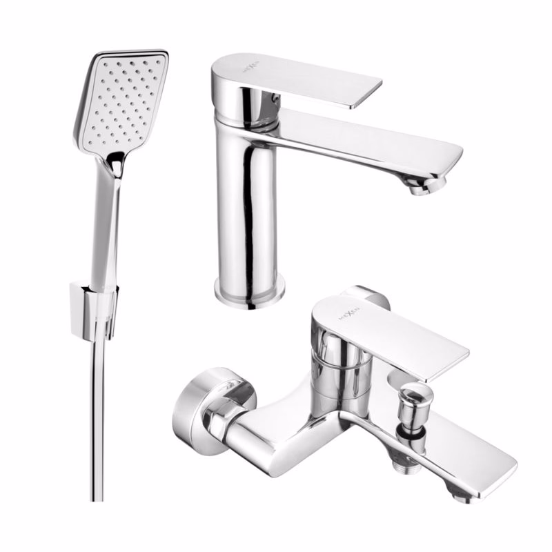 MEXEN/S - Royo R62 Set umývadlové a vaňové batérie s príslušenstvom, chróm 72203R62-00