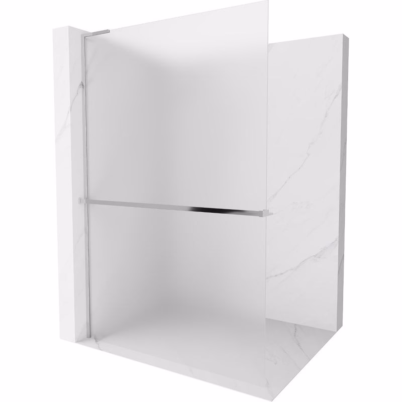 MEXEN/S - Kioto+ L Sprchová zástena WALK-IN s poličkou a držiakom uterákov 120 x 200, dekor, chróm 800-120-123-01-30