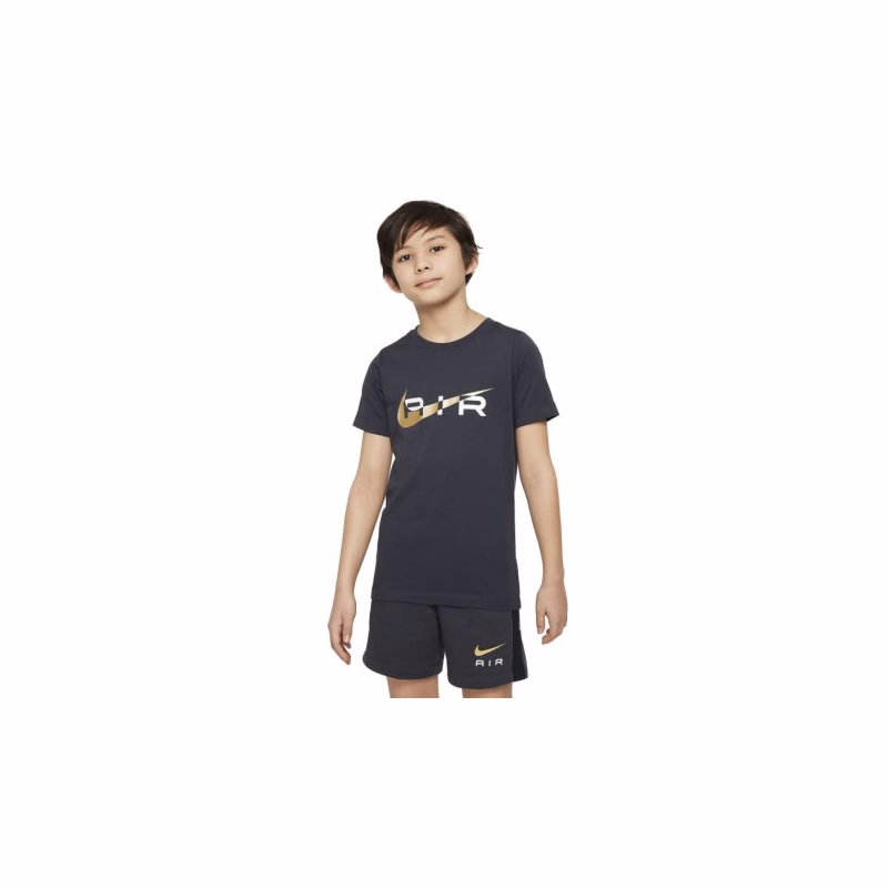 Dievčenské tričko s krátkym rukávom NIKE B NSW N AIR TEE-070 DK SMOKE GREY METALLIC GOLD