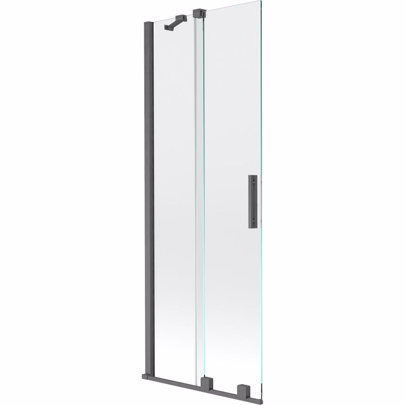 MEXEN/S - Velar Dvojkrídlová posuvná vaňová zástena 70 x 150, transparent, šedá kartáčovaná 896-070-000-01-66