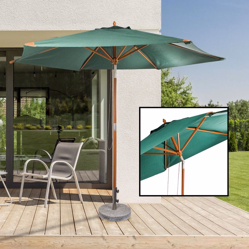 Drevený slnečník s UV 50+, 300 cm
