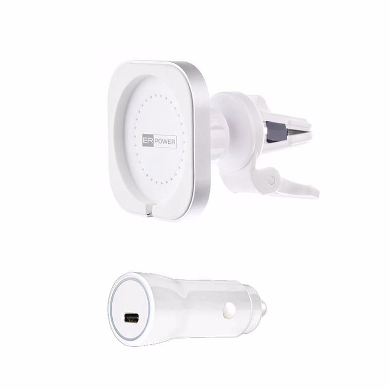 ER POWER CAR VENT MOUNT držiak pre MagSafe nabíjačku + 20W autonabíjačka - biela
