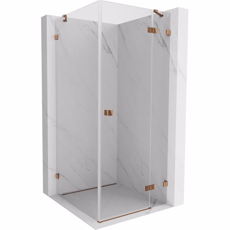 MEXEN/S - Lunar sprchovací kút dvere krídlové pravá 90 x 90, transparent, ružové zlato 834-090-090-60-00-P