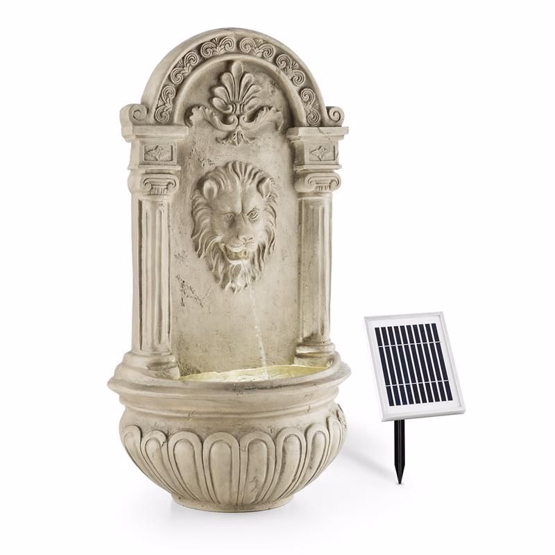 Blumfeldt Löwenstein, nástenná fontána, záhradná, solárny panel, 2 W, LED, polyresín, vzhľad kameňa