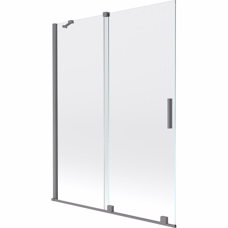 MEXEN/S - Velár dvojkrídlová posuvná vaňová zástena 130 x 150, transparent, grafit metal 896-130-000-01-95