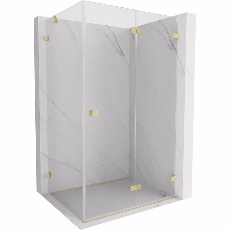 MEXEN/S - Lunar-F sprchovací kút skladacie dvere pravá 95 x 90, transparent, zlato kartáčovaná 836-095-090-55-00-P