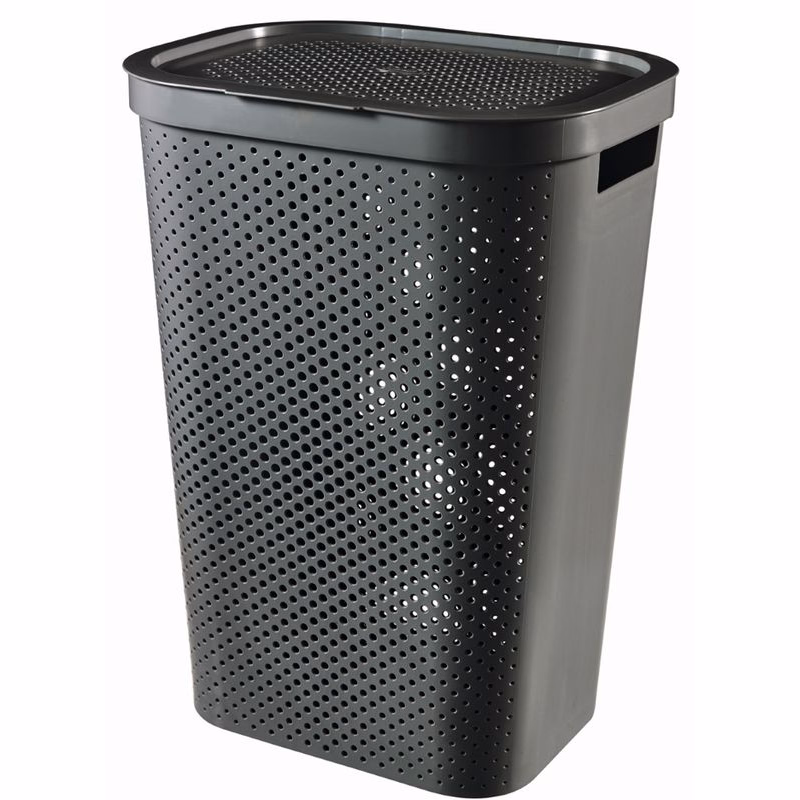 CURVER Kôš na špinavú bielizeň INFINITY DOTS 60L recyklovaný plast | tmavosivá