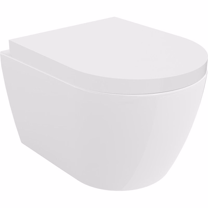 MEXEN/S - Carmen Závesná WC misa Rimless Tornado vrátane sedátka s slow, duroplast, biela lesk 30880200T