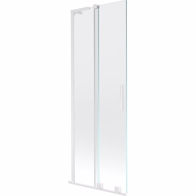 MEXEN/S - Velar L dvojkrídlová posuvná vaňová zástena 75 x 150, transparent, biela 896-075-003-01-20