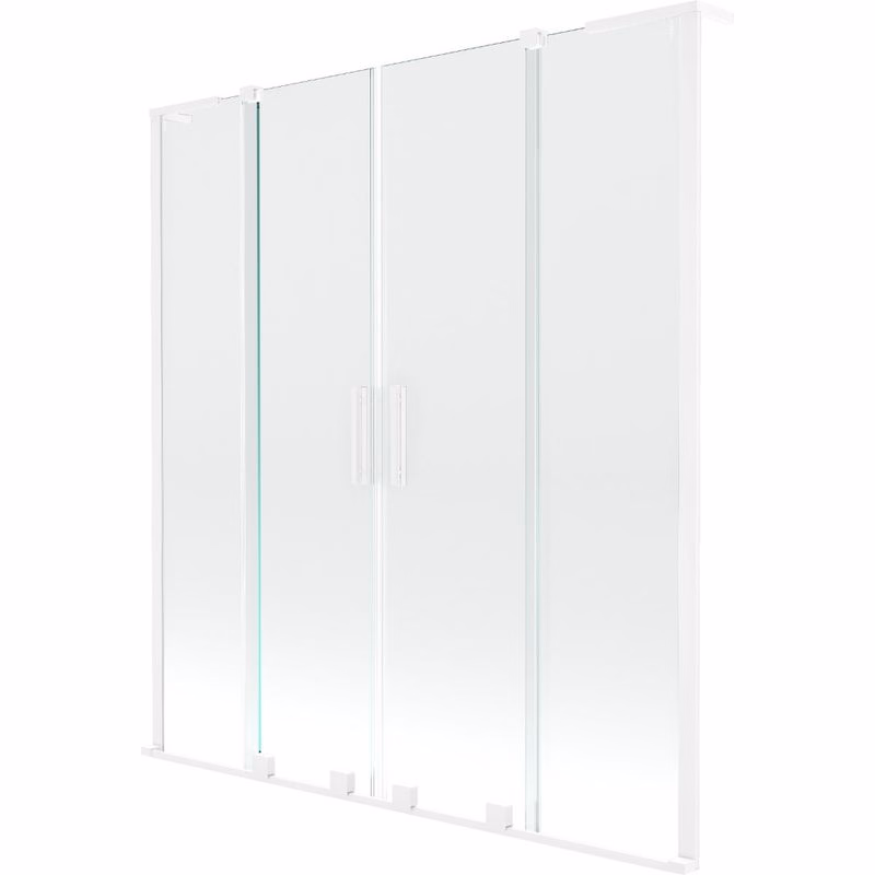MEXEN/S - Velar L Duo dvojkrídlová posuvná vaňová zástena 150 x 150, transparent, biela 896-150-003-02-20