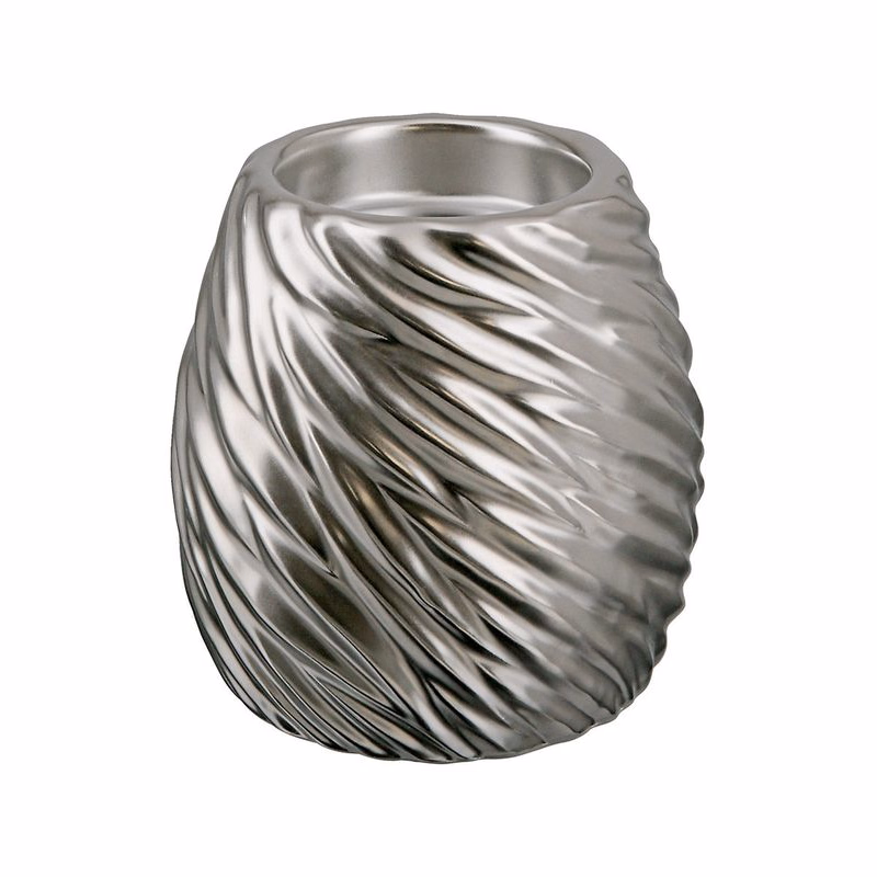 Strieborný keramický svietnik na čajovú sviečku "Wave", 12 cm